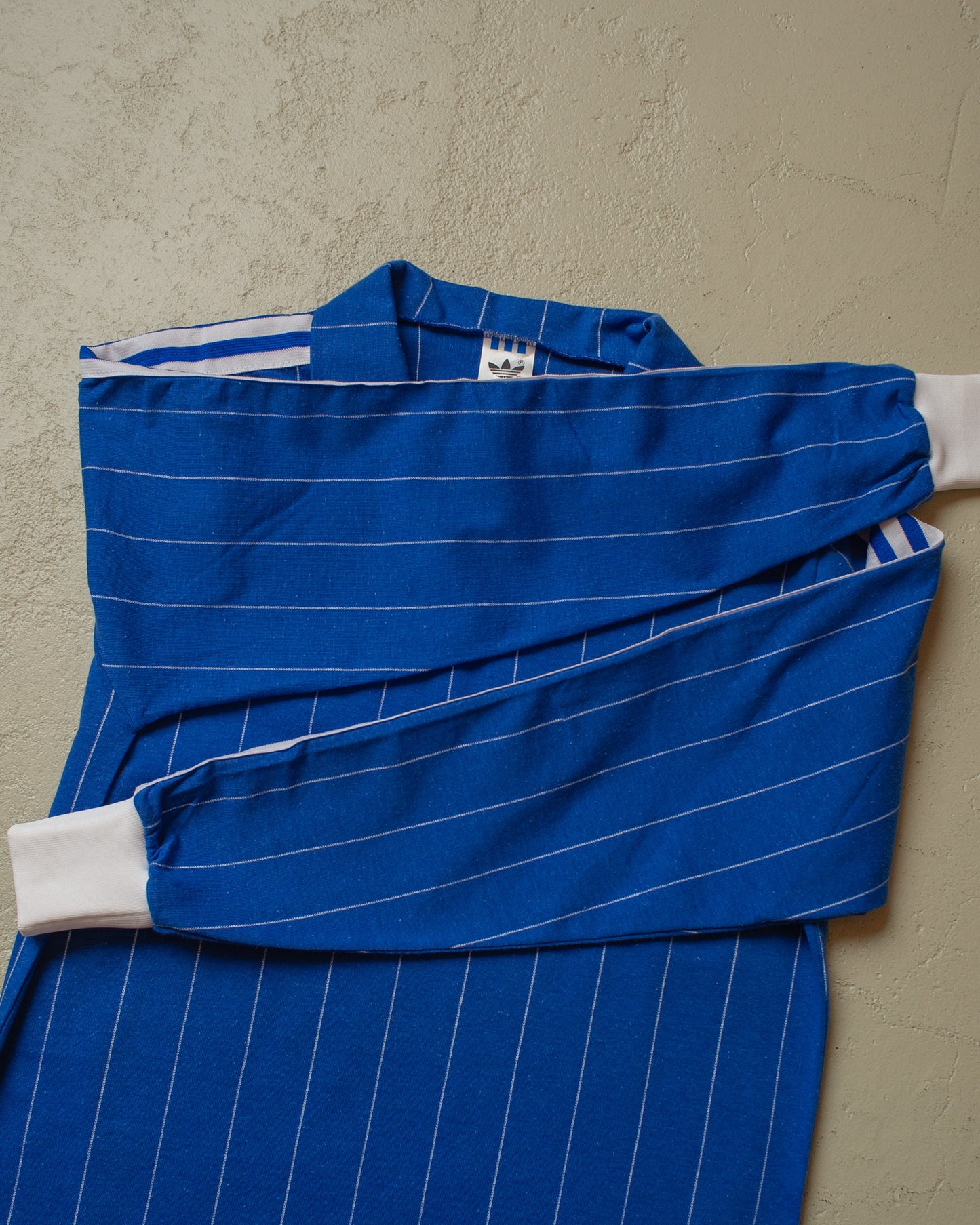 1980s unworn Adidas pinstriped Longsleeve Jersey blue - S/M