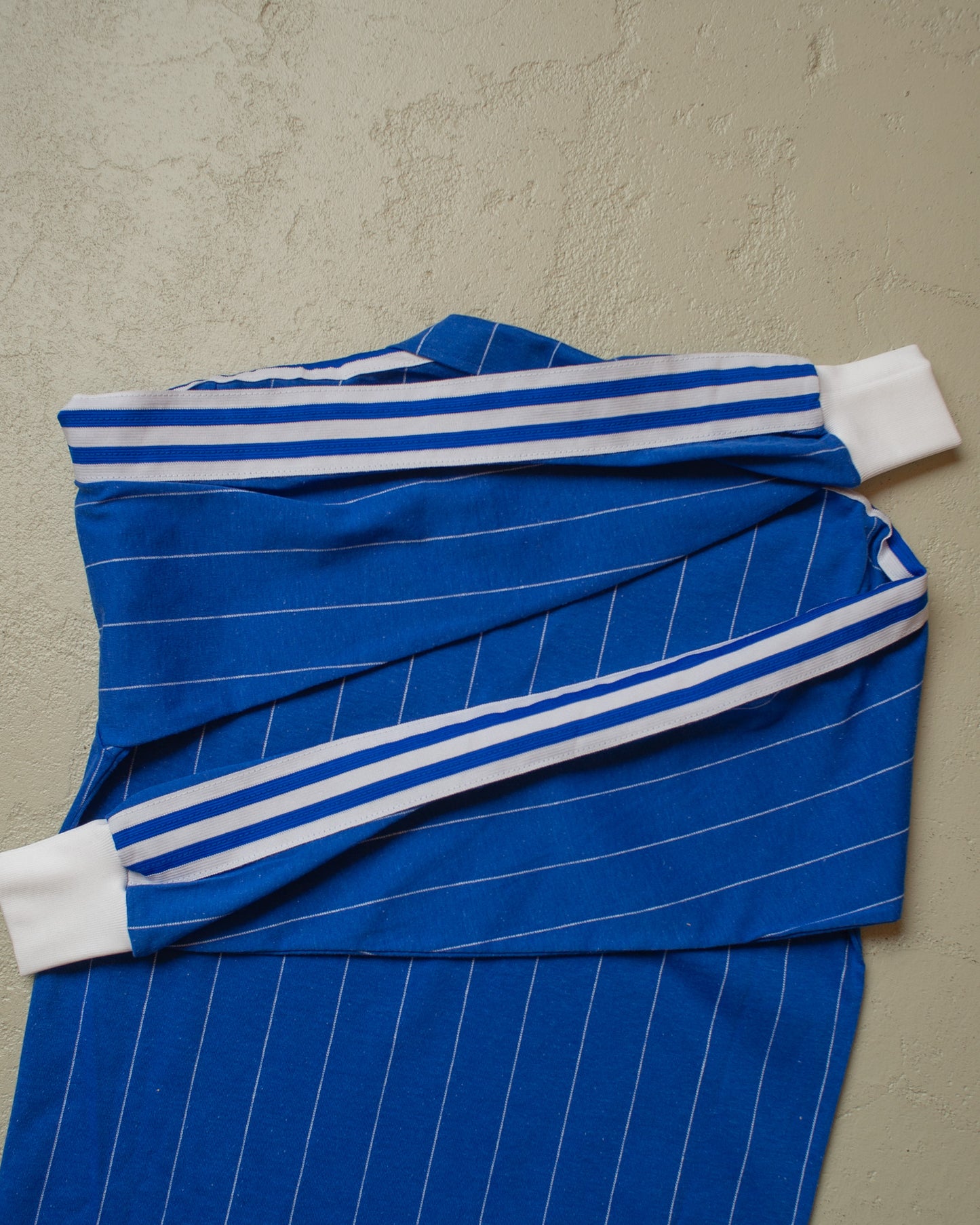 1980s unworn Adidas pinstriped Longsleeve Jersey blue - S/M