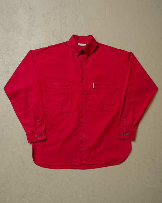 1990s unworn Adidas Outdoor Two Pocket Shirt burgundy - XL/XXL
