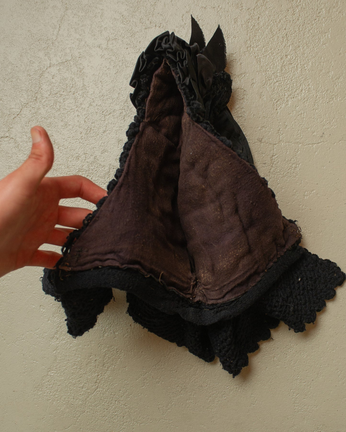 1900s German Womens Traditional Wool Hood black