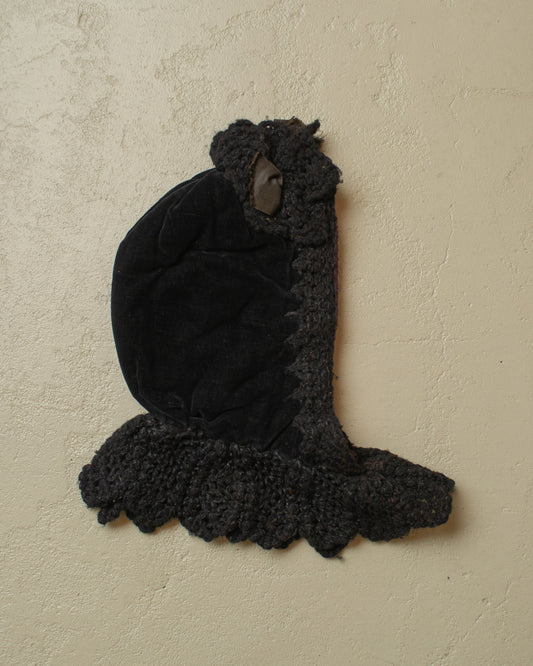 1900s German Womens Traditional Wool Hood black