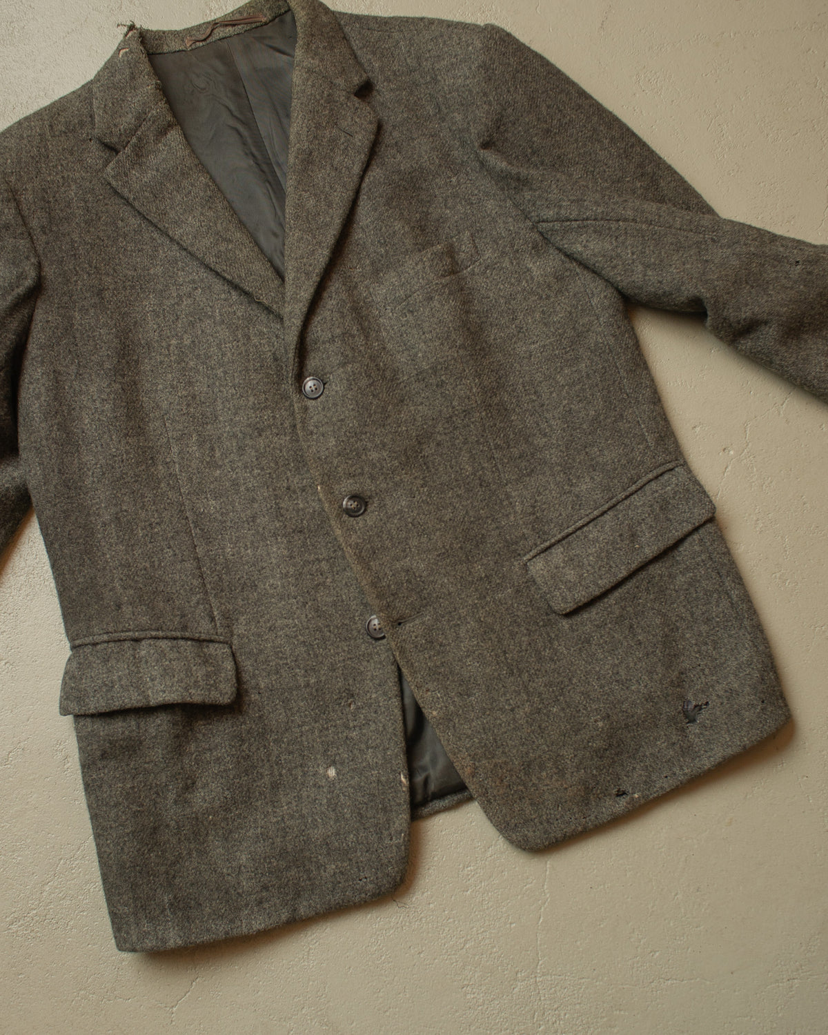 1940s German "Kardaus" distressed Wool Suit Jacket grey - M/L