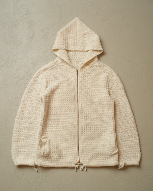 1960s Handmade Knit Zip Hoodie creme - M/L