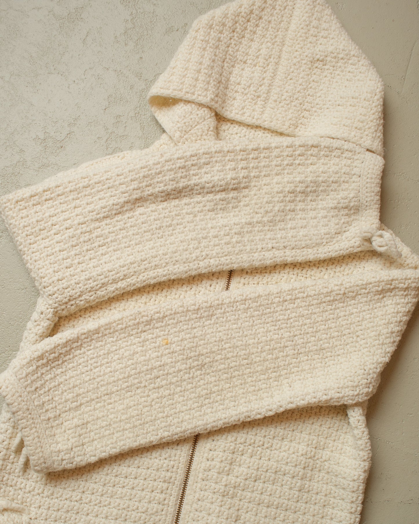 1960s Handmade Knit Zip Hoodie creme - M/L