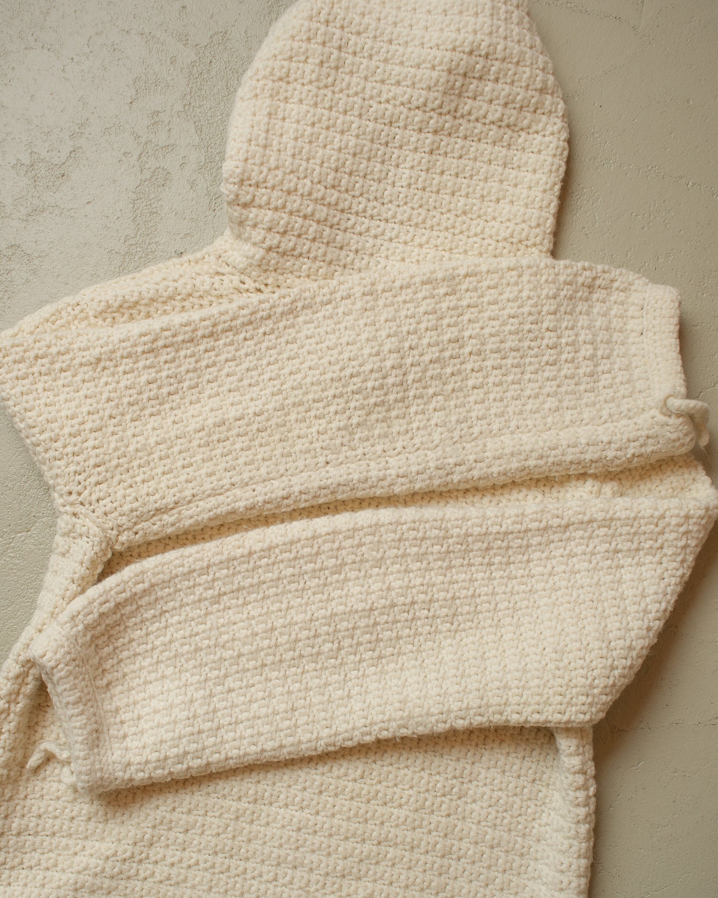 1960s Handmade Knit Zip Hoodie creme - M/L