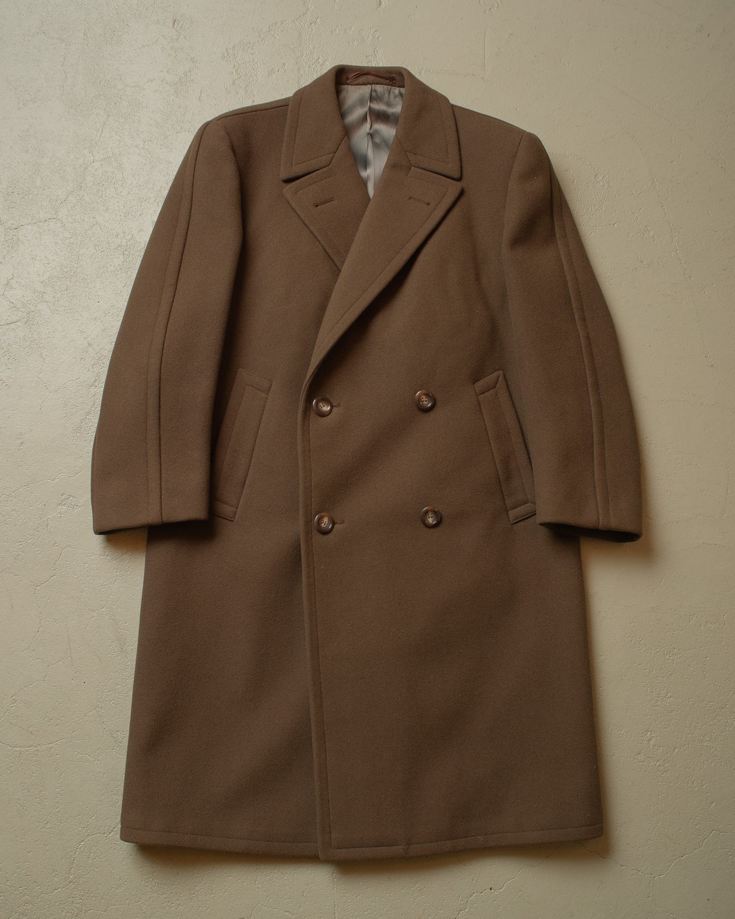 1950s Double-breasted Wool Overcoat brown - M/L