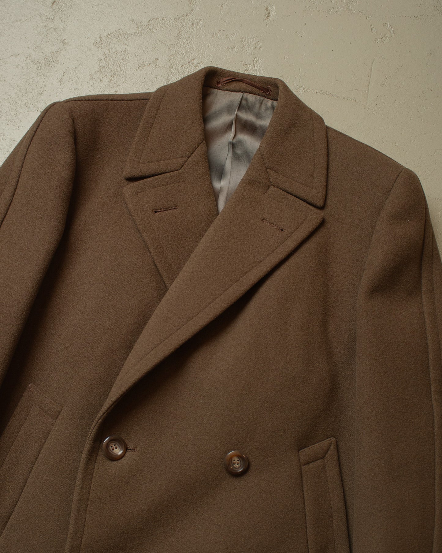 1950s Double-breasted Wool Overcoat brown - M/L