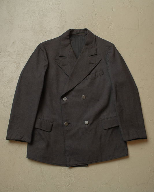 1920s/30s German Double Breasted Suit Jacket + Vest grey - S/M