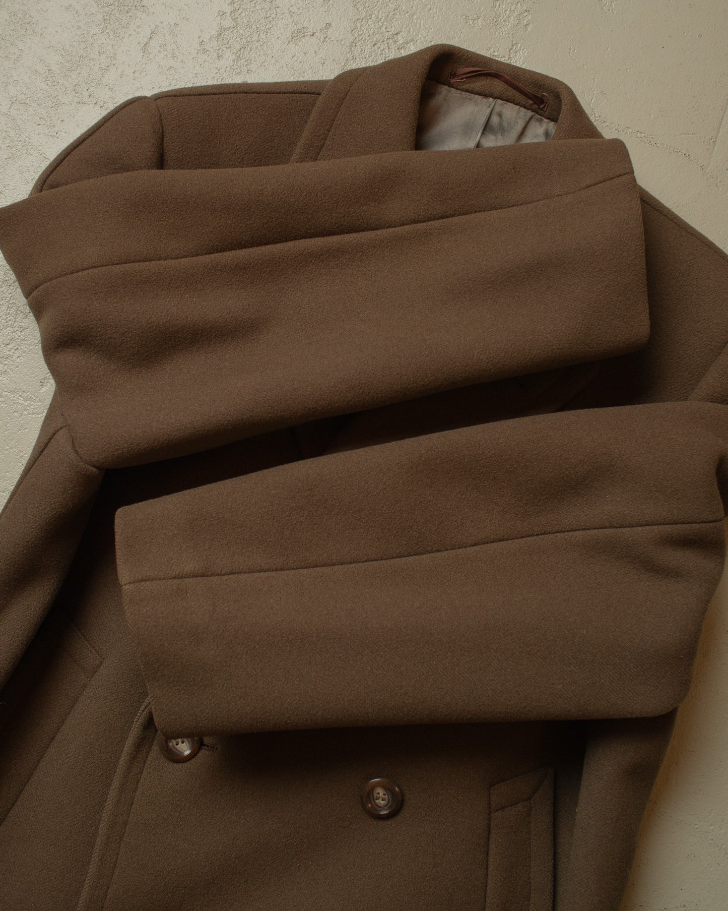 1950s Double-breasted Wool Overcoat brown - M/L