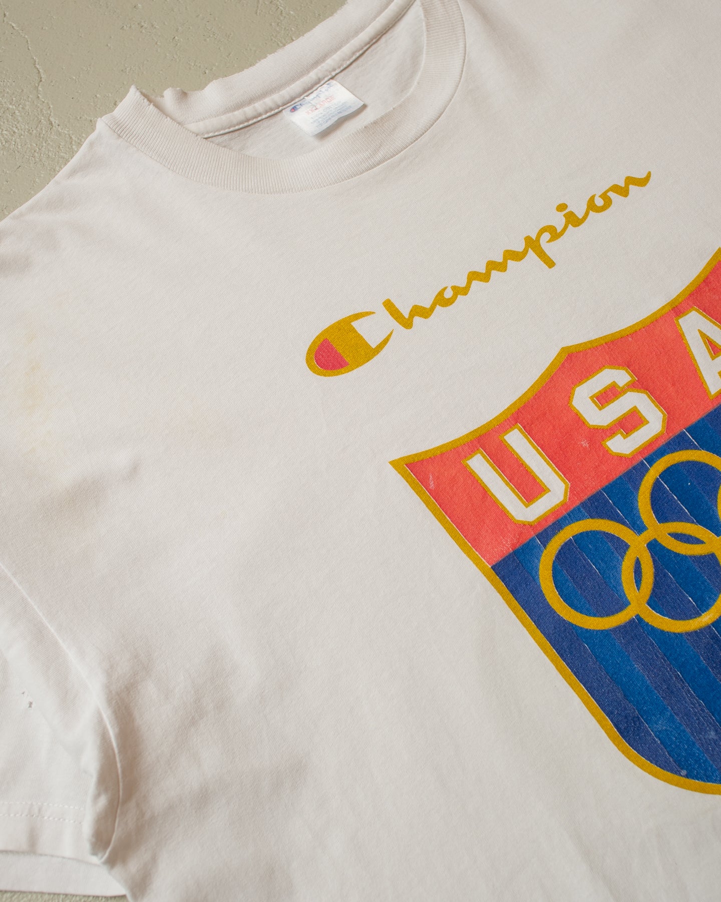 1996 distressed Champion Atlanta Olympics T-shirt white - XXL
