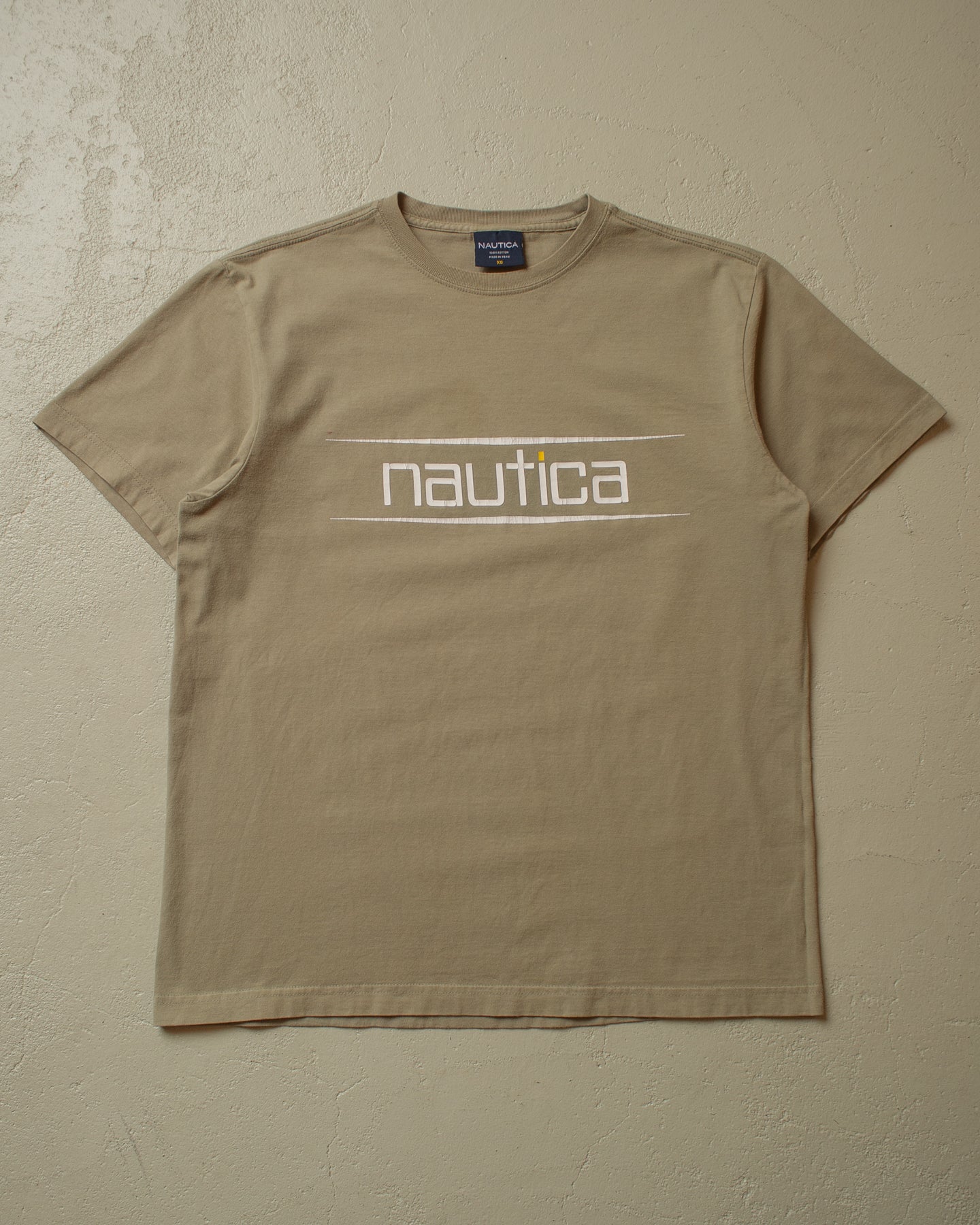 1990s Nautica Spellout T-shirt khaki - S/M