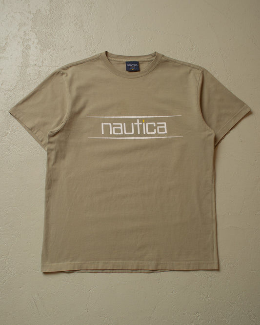 1990s Nautica Spellout T-shirt khaki - S/M