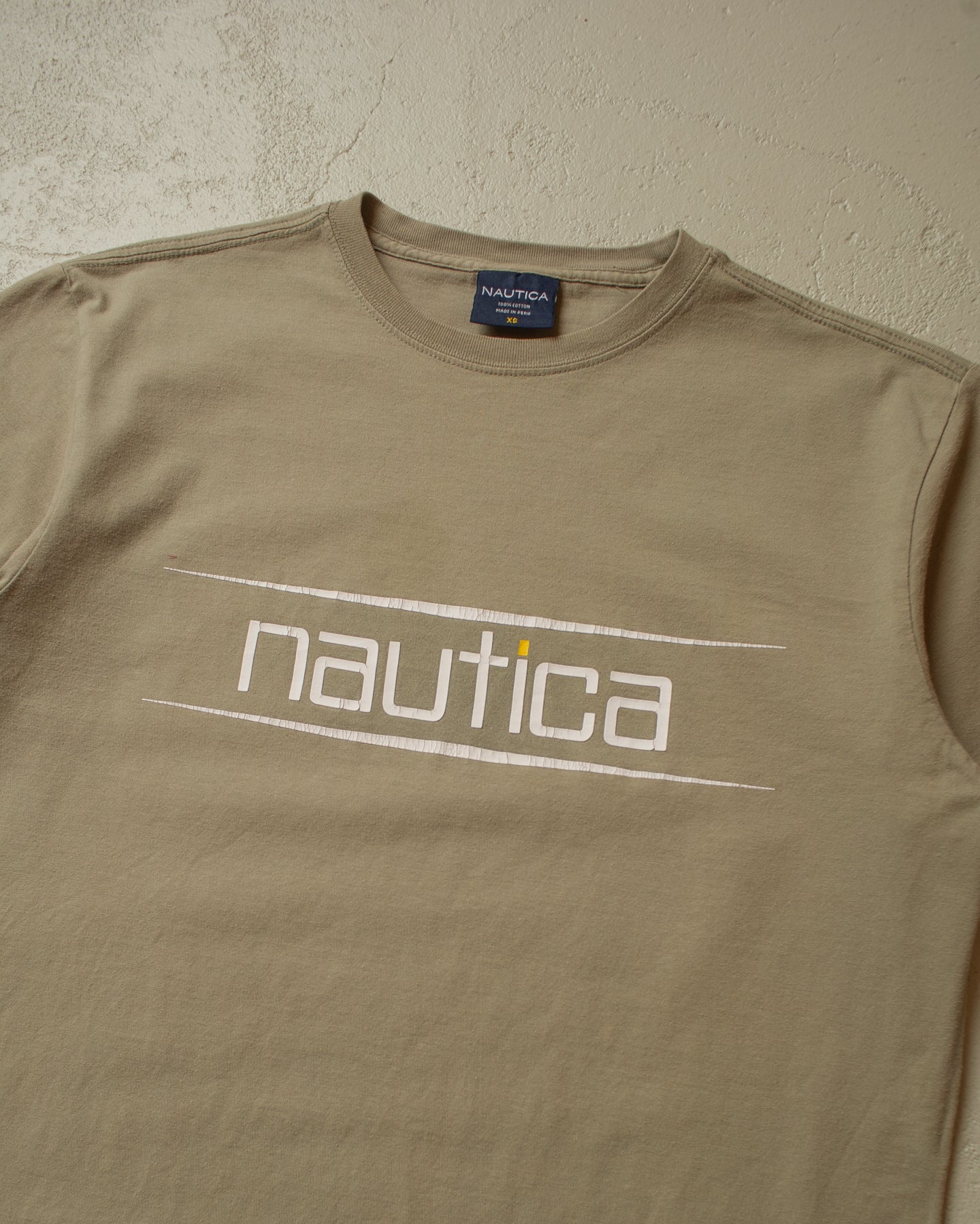1990s Nautica Spellout T-shirt khaki - S/M