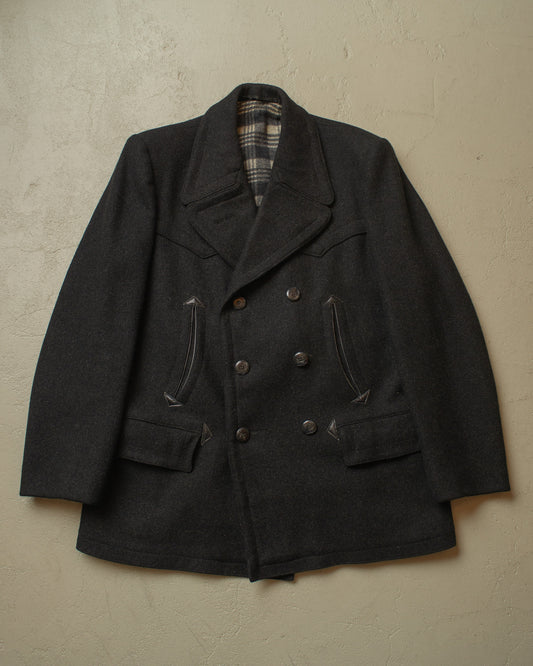 1930s/40s German Double Breasted Wool Short Coat black - L