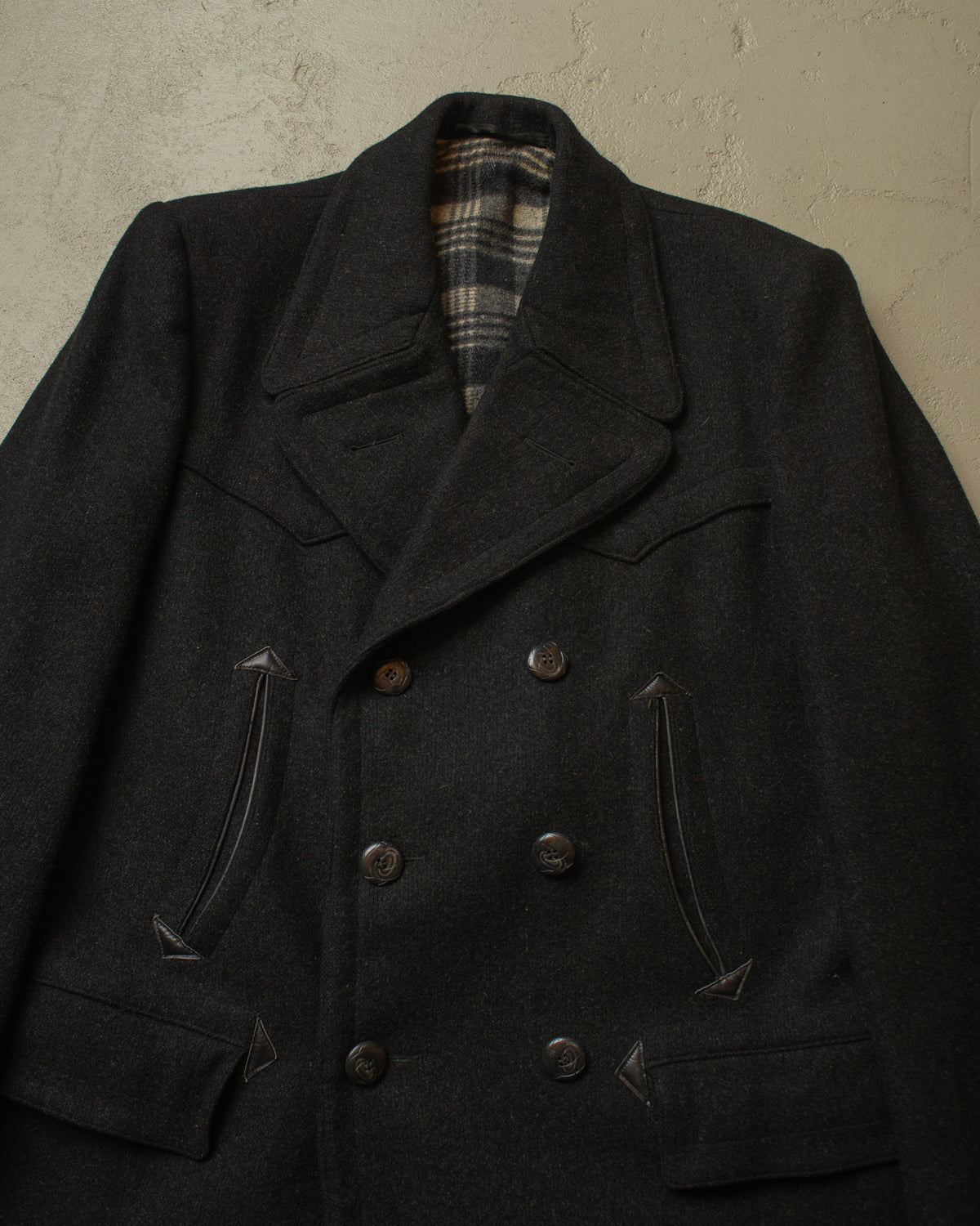 1930s/40s German Double Breasted Wool Short Coat black - L