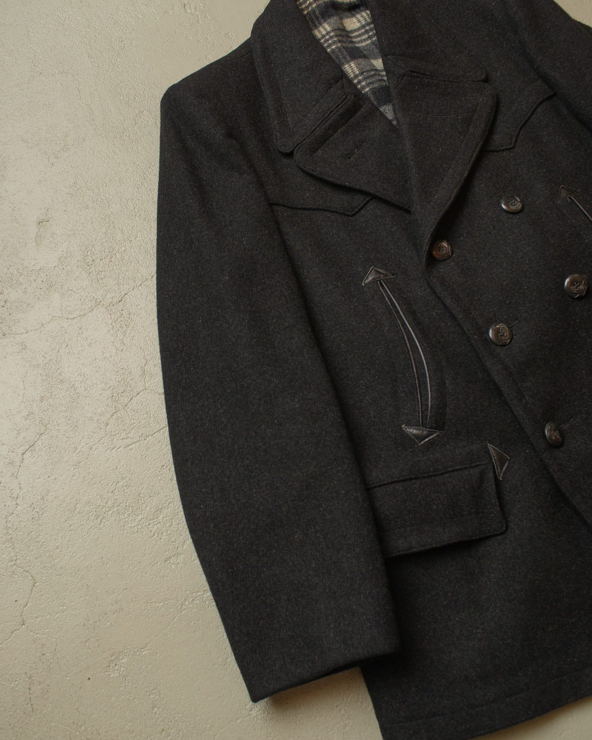 1930s/40s German Double Breasted Wool Short Coat black - L