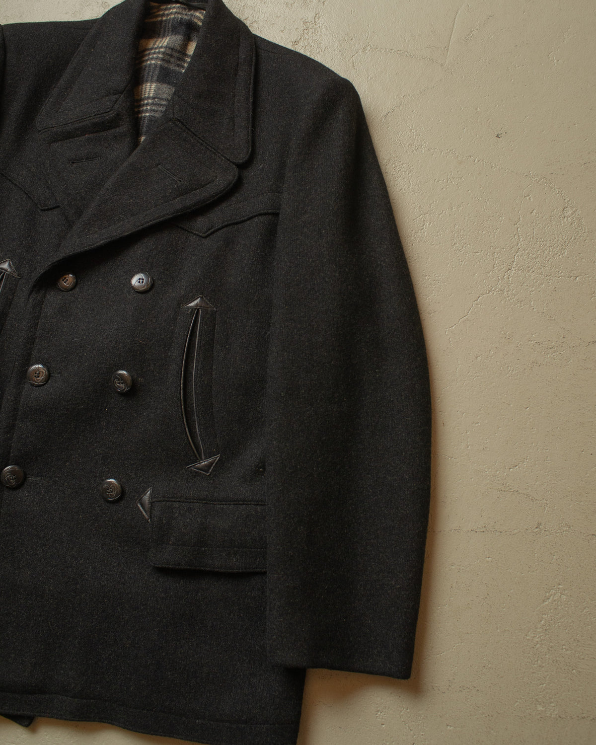 1930s/40s German Double Breasted Wool Short Coat black - L
