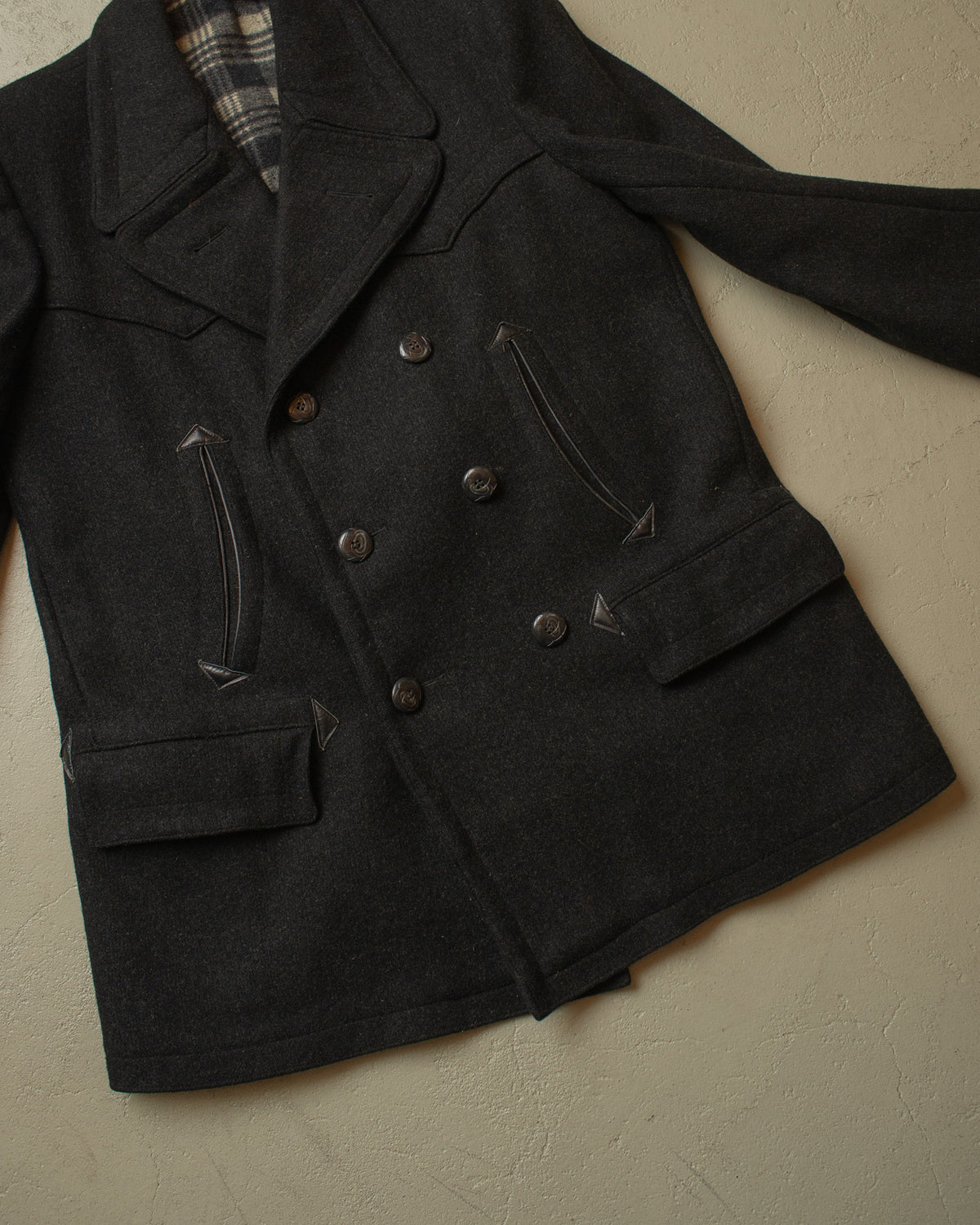 1930s/40s German Double Breasted Wool Short Coat black - L