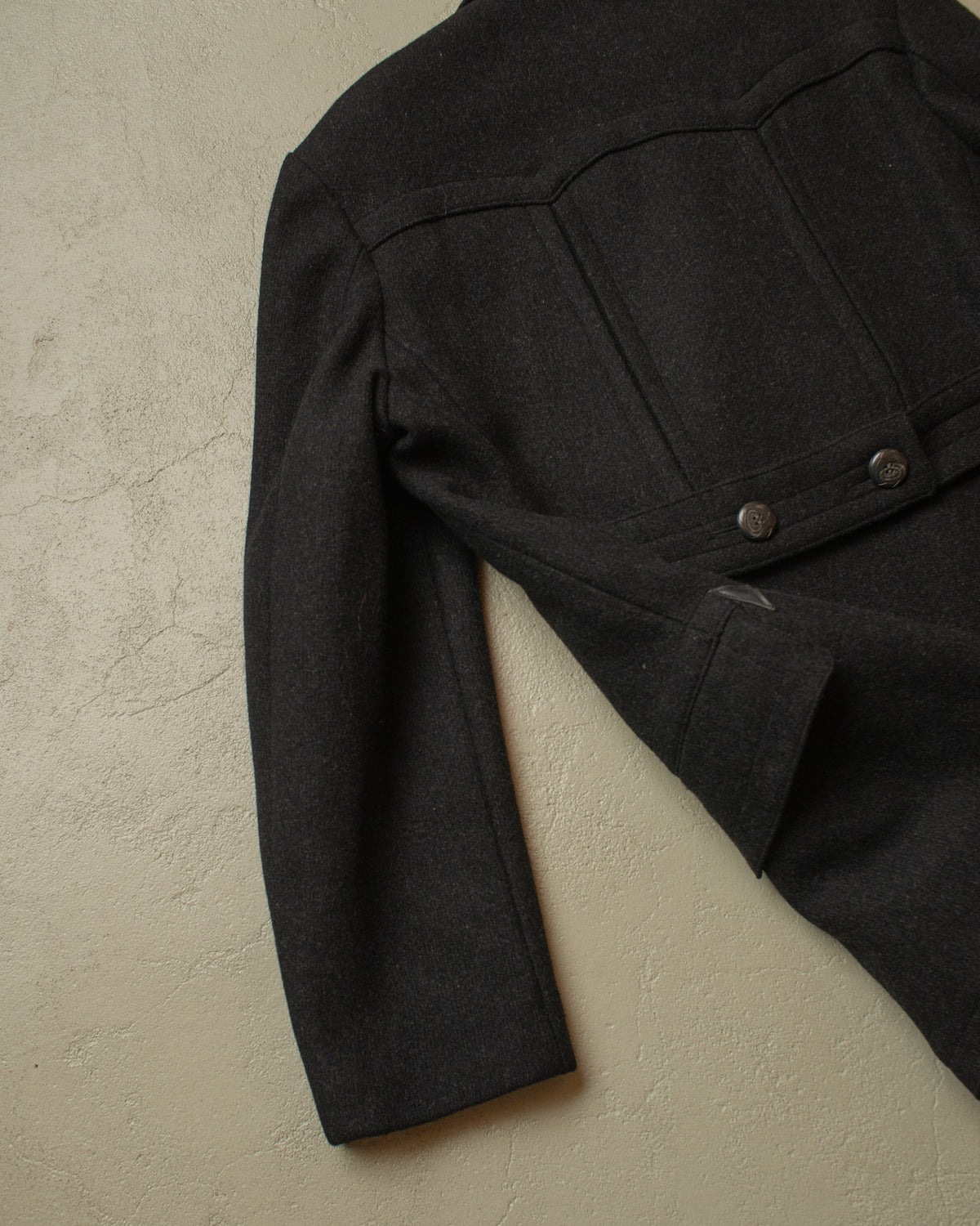 1930s/40s German Double Breasted Wool Short Coat black - L