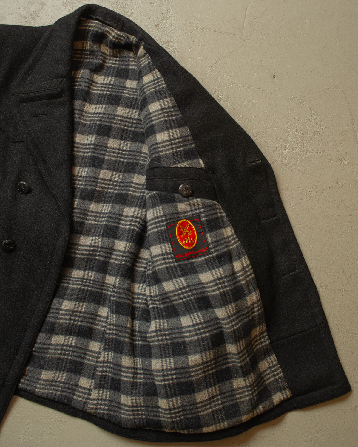 1930s/40s German Double Breasted Wool Short Coat black - L