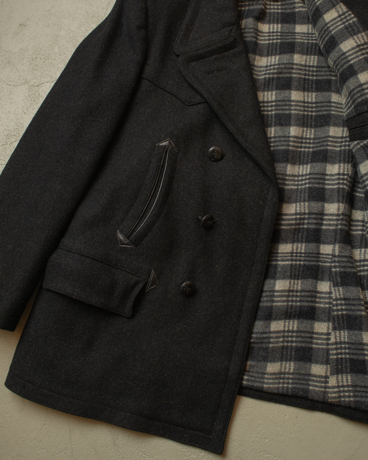 1930s/40s German Double Breasted Wool Short Coat black - L
