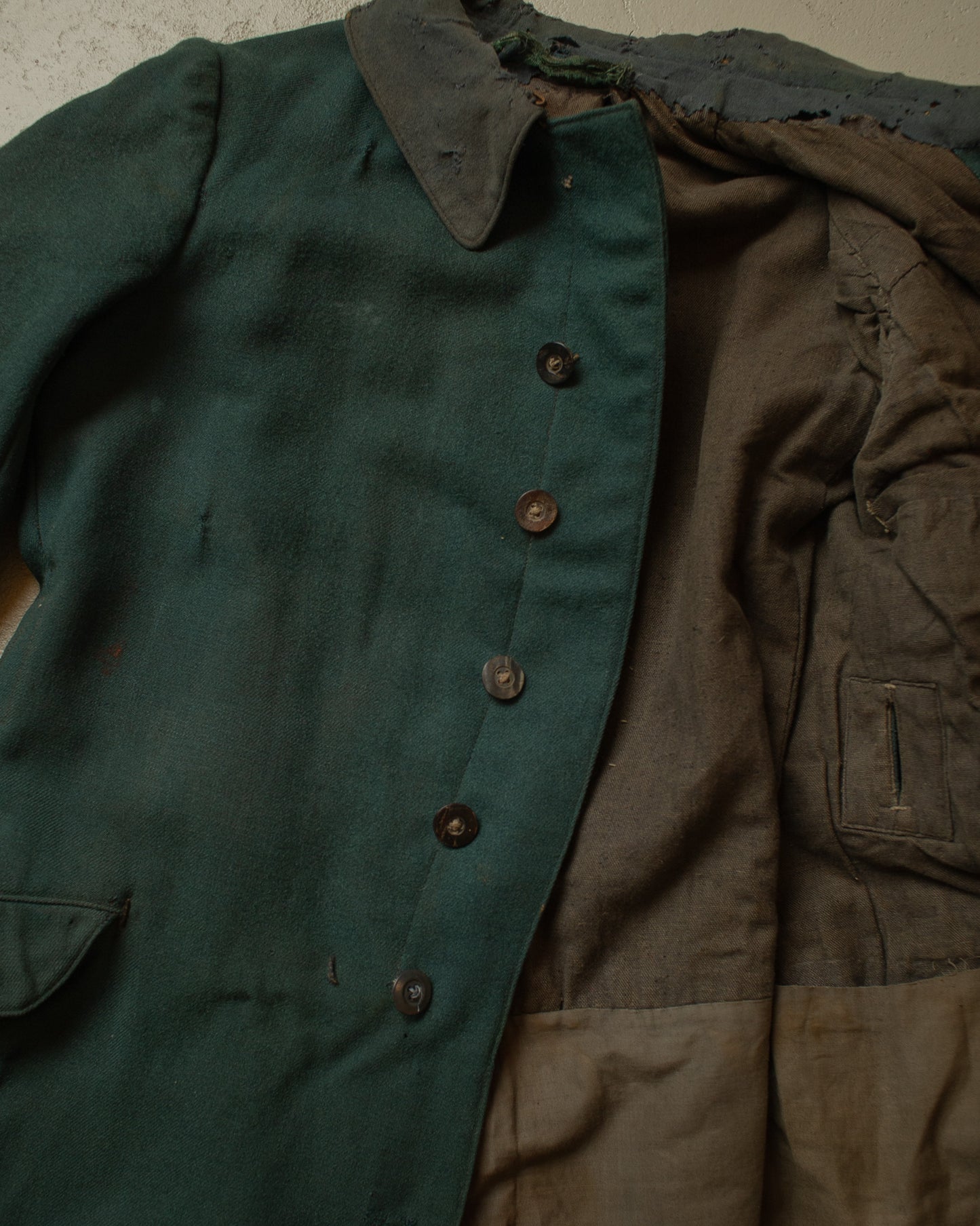 1910s German WW1 mod. M15 Wool Great Coat green - M(check measurements)