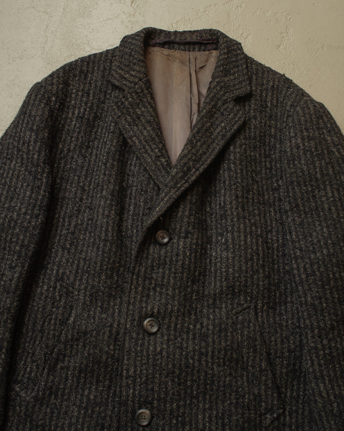 1950s/60s German "Z. Müller" Belted Wool Coat grey - XL/XXL