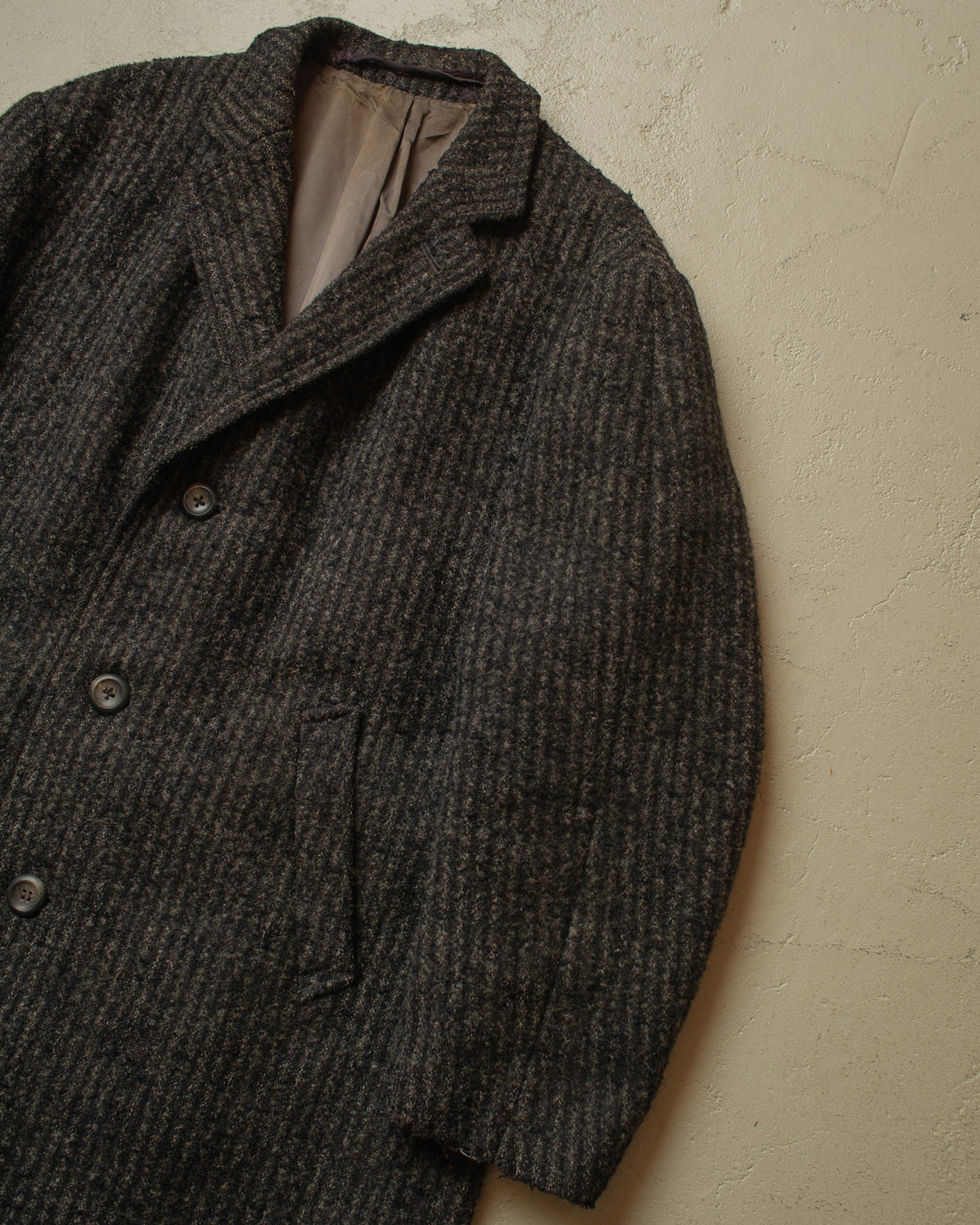 1950s/60s German "Z. Müller" Belted Wool Coat grey - XL/XXL