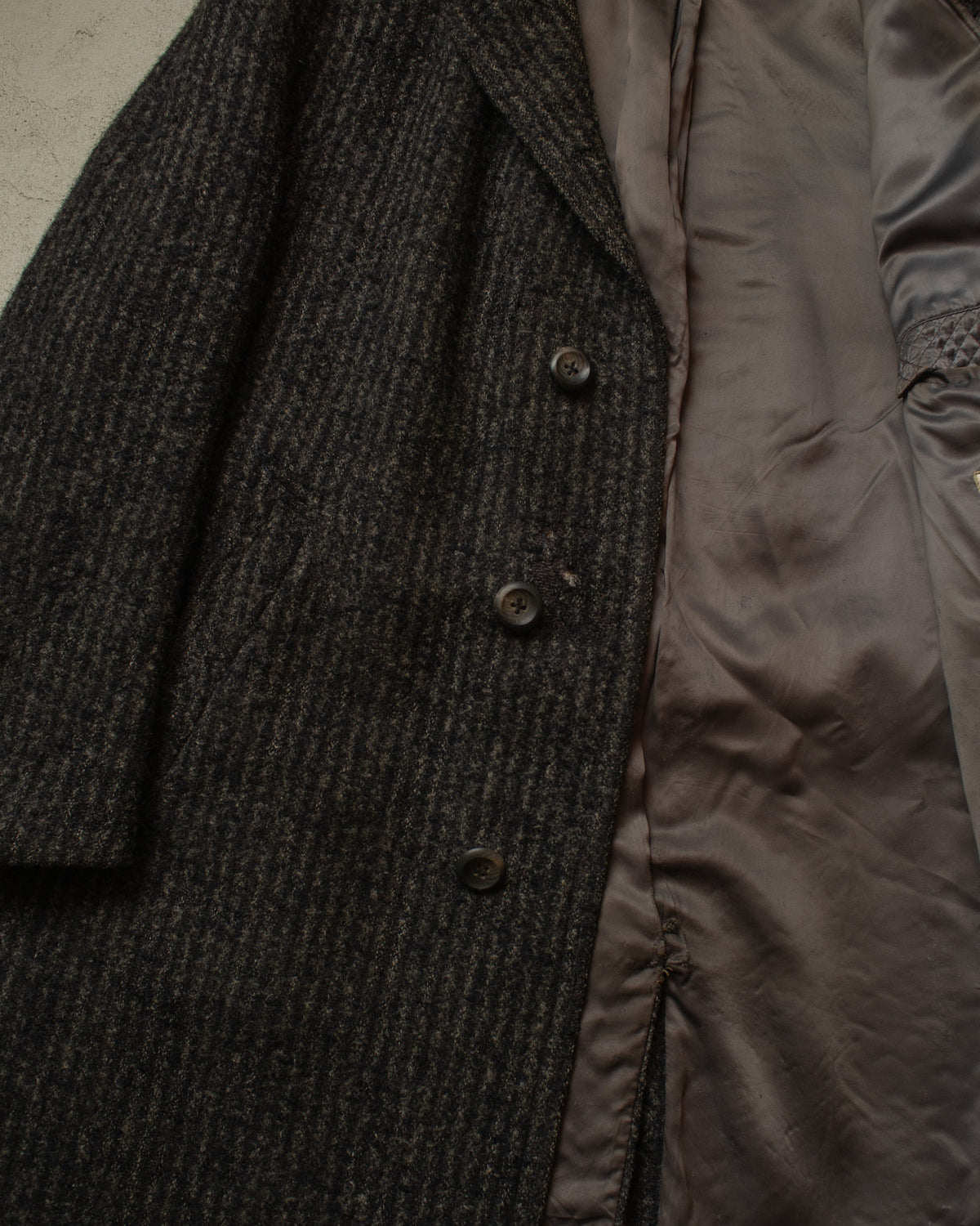 1950s/60s German "Z. Müller" Belted Wool Coat grey - XL/XXL