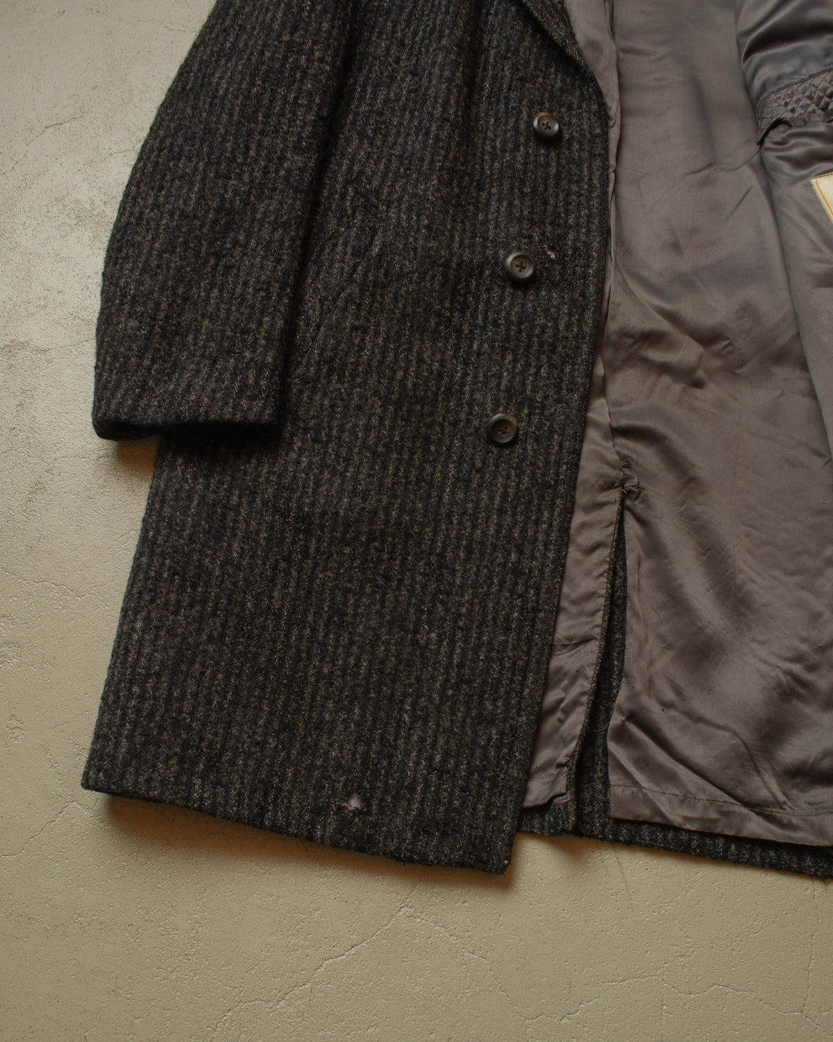 1950s/60s German "Z. Müller" Belted Wool Coat grey - XL/XXL
