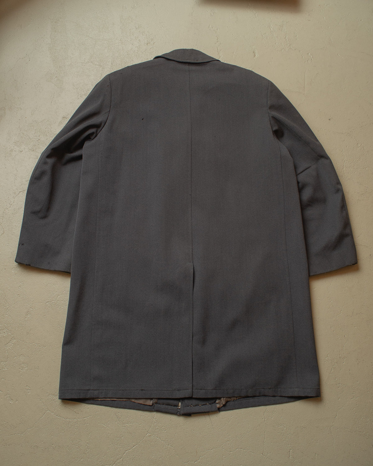 1940s/50s German distressed Single Breasted Gabardine Coat grey - XL