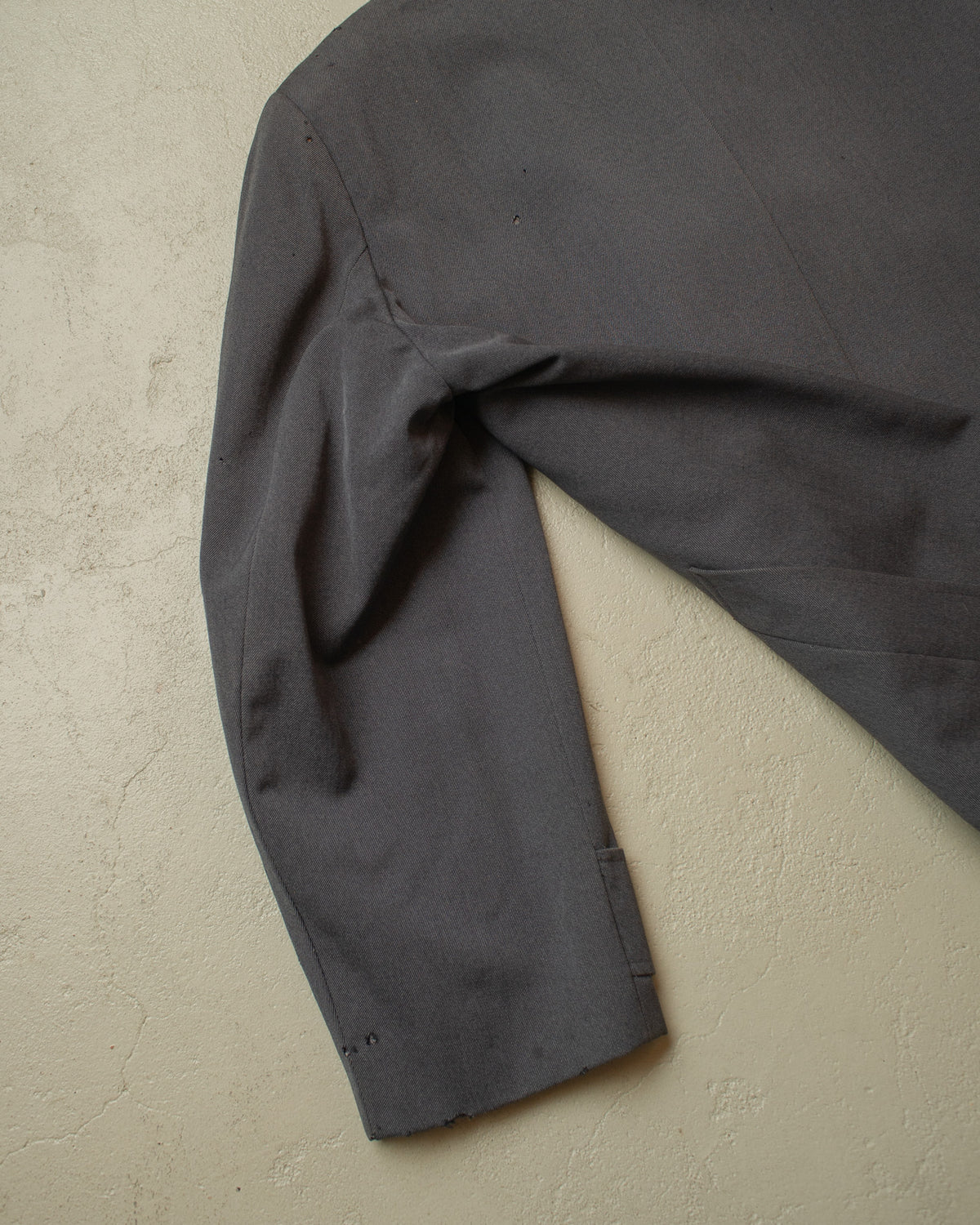 1940s/50s German distressed Single Breasted Gabardine Coat grey - XL