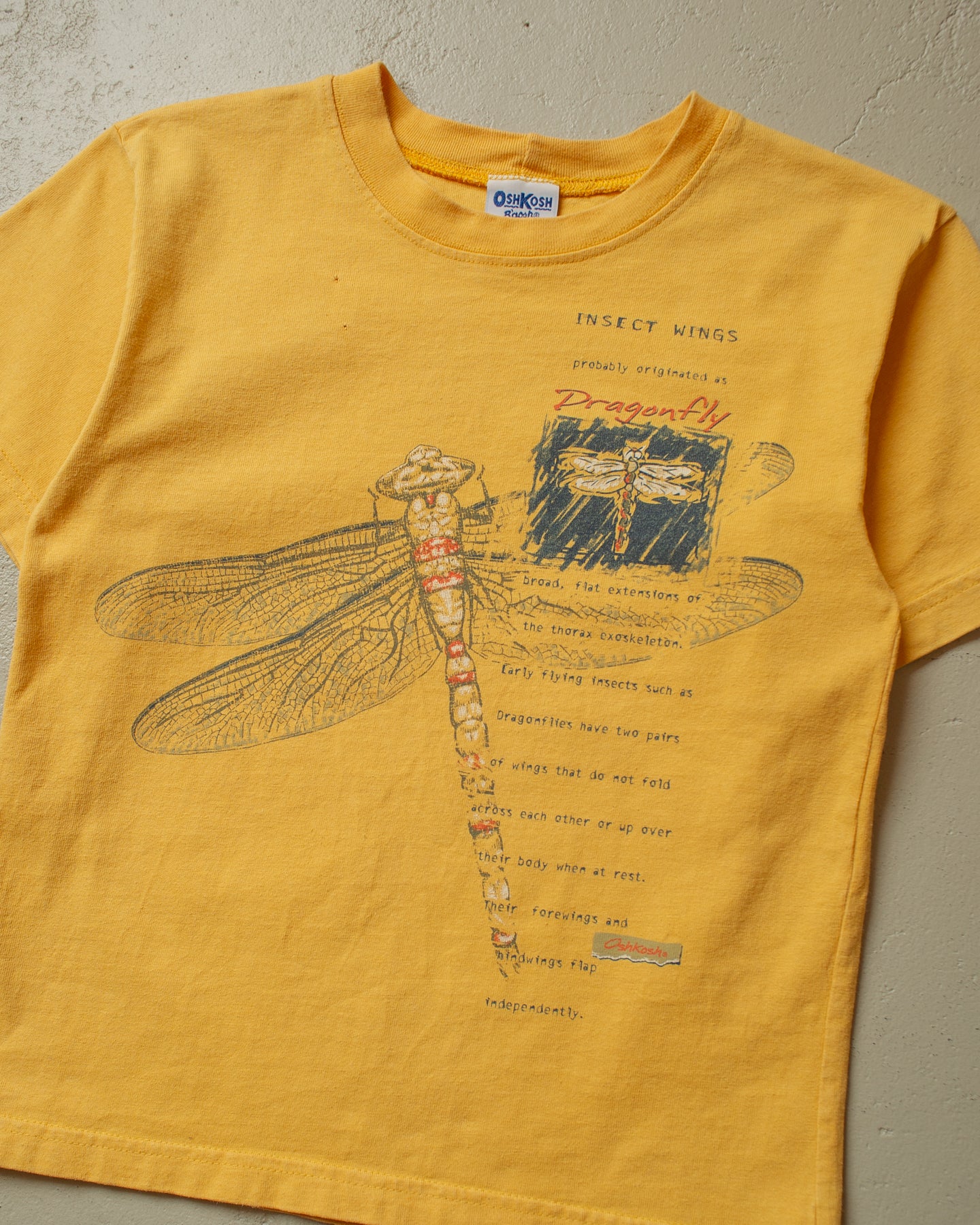 1990s Womens Osh Kosh Dragonfly Baby T-shirt yellow - XS