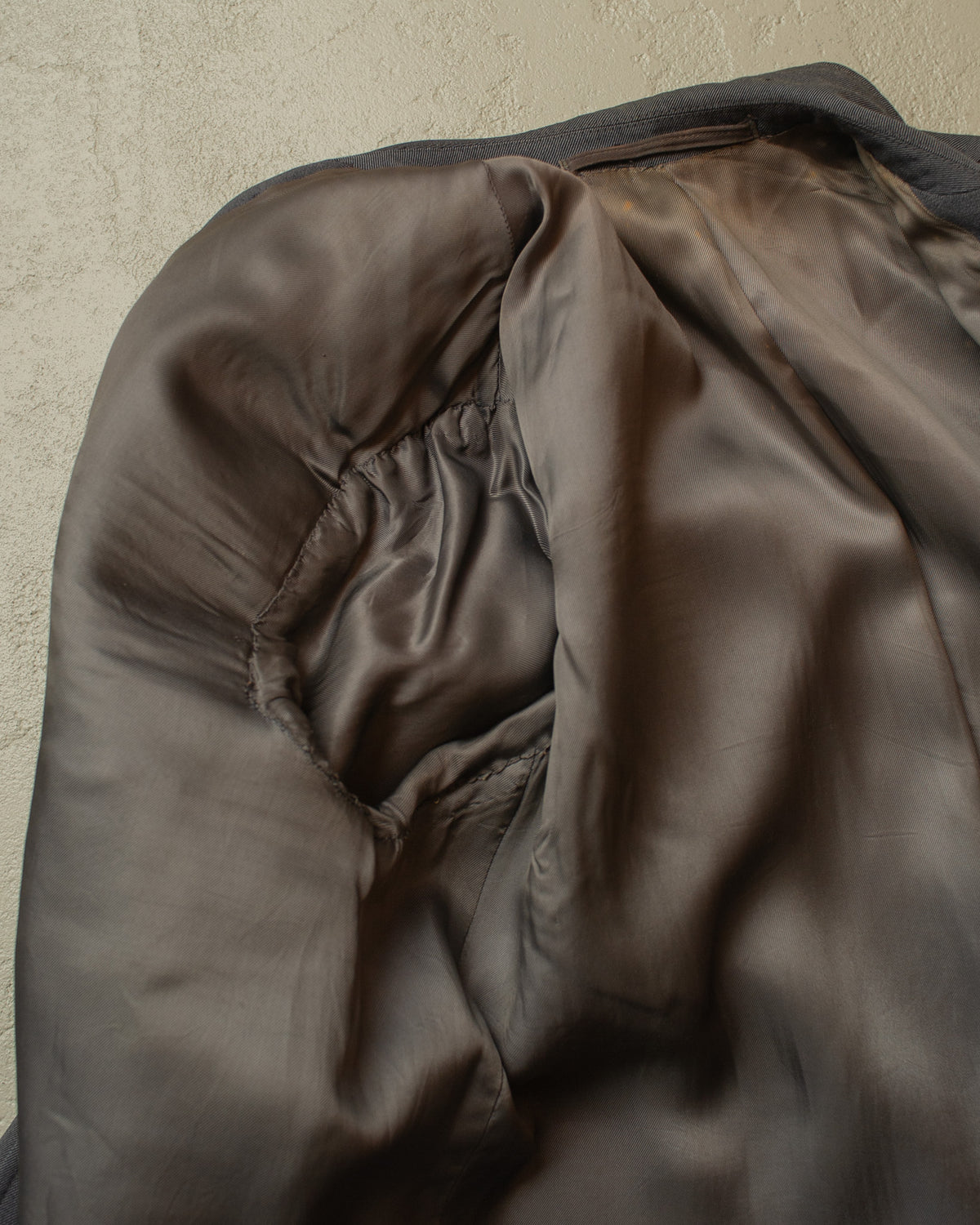1940s/50s German distressed Single Breasted Gabardine Coat grey - XL