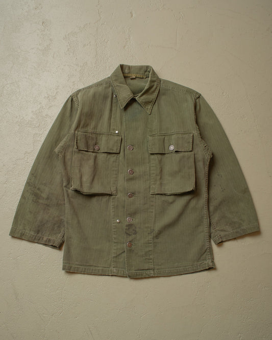 1940s WW2 US Army HBT Jacket khaki - S/M
