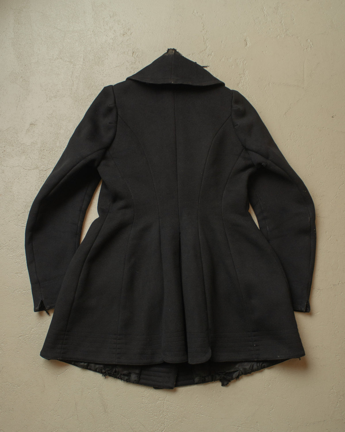 1920s German Womens Double Breasted Wool Coat black - S/M