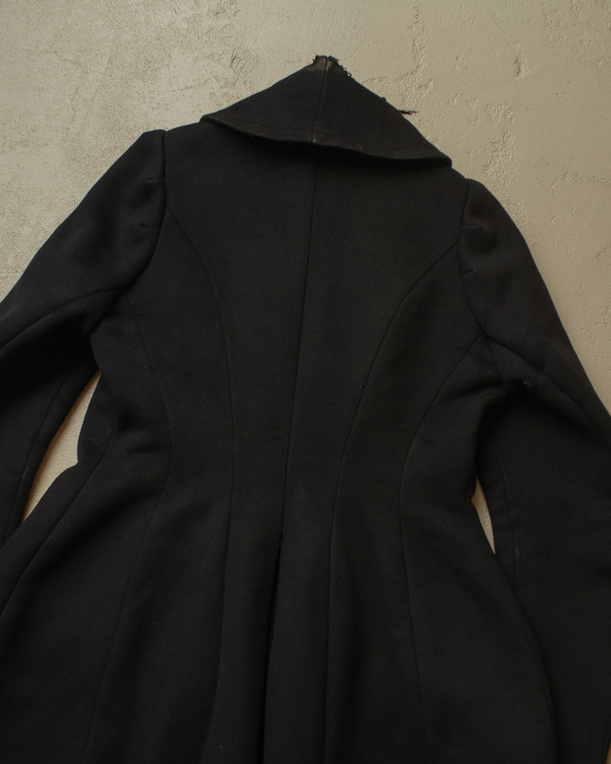 1920s German Womens Double Breasted Wool Coat black - S/M