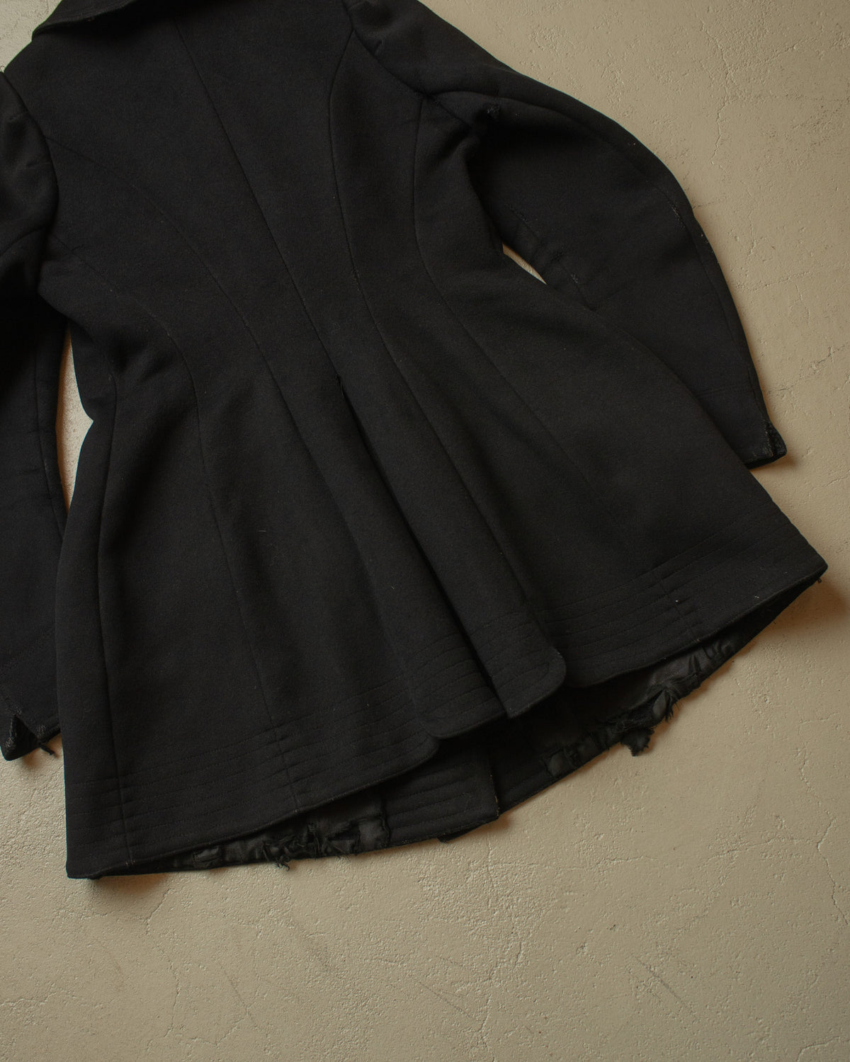 1920s German Womens Double Breasted Wool Coat black - S/M