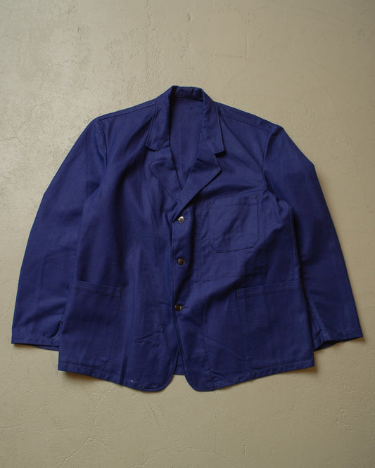 1950s Deadstock Le Trés Souple French Belted Workwear Jacket navyblue - XL