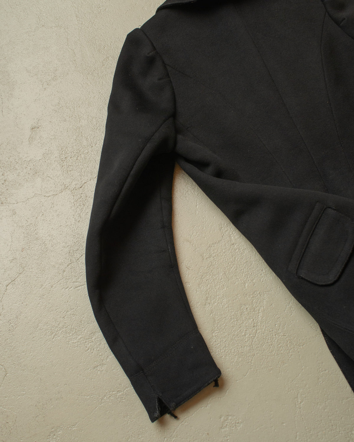 1920s German Womens Double Breasted Wool Coat black - S/M