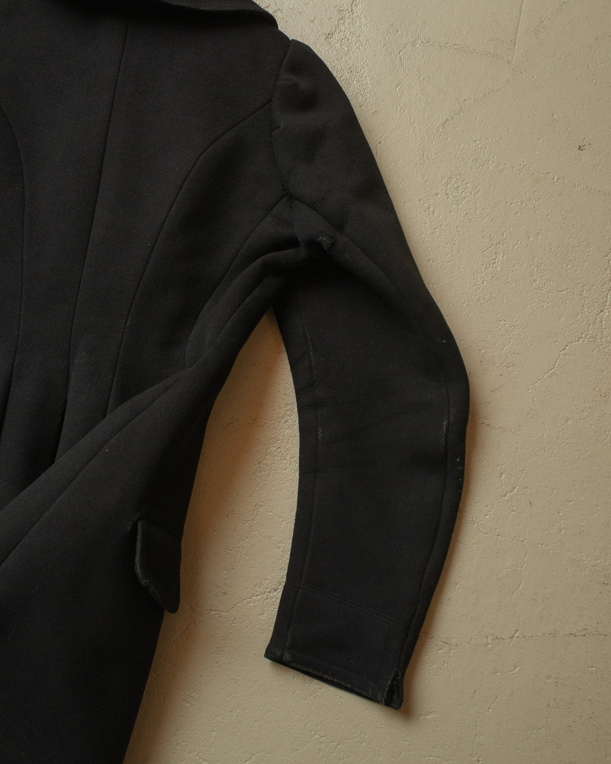 1920s German Womens Double Breasted Wool Coat black - S/M