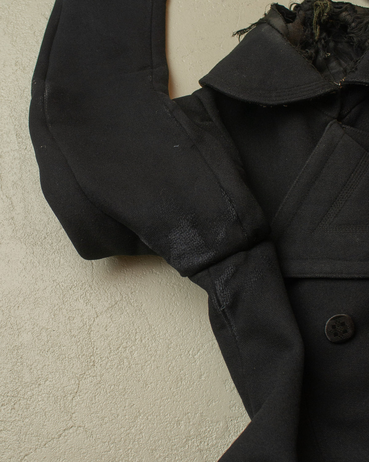 1920s German Womens Double Breasted Wool Coat black - S/M