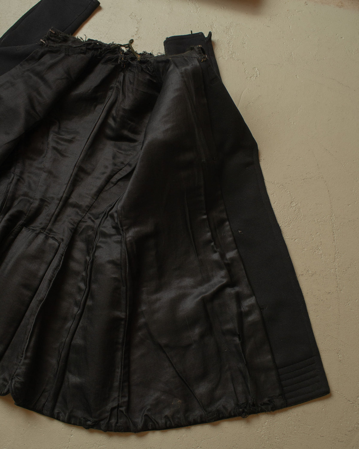 1920s German Womens Double Breasted Wool Coat black - S/M