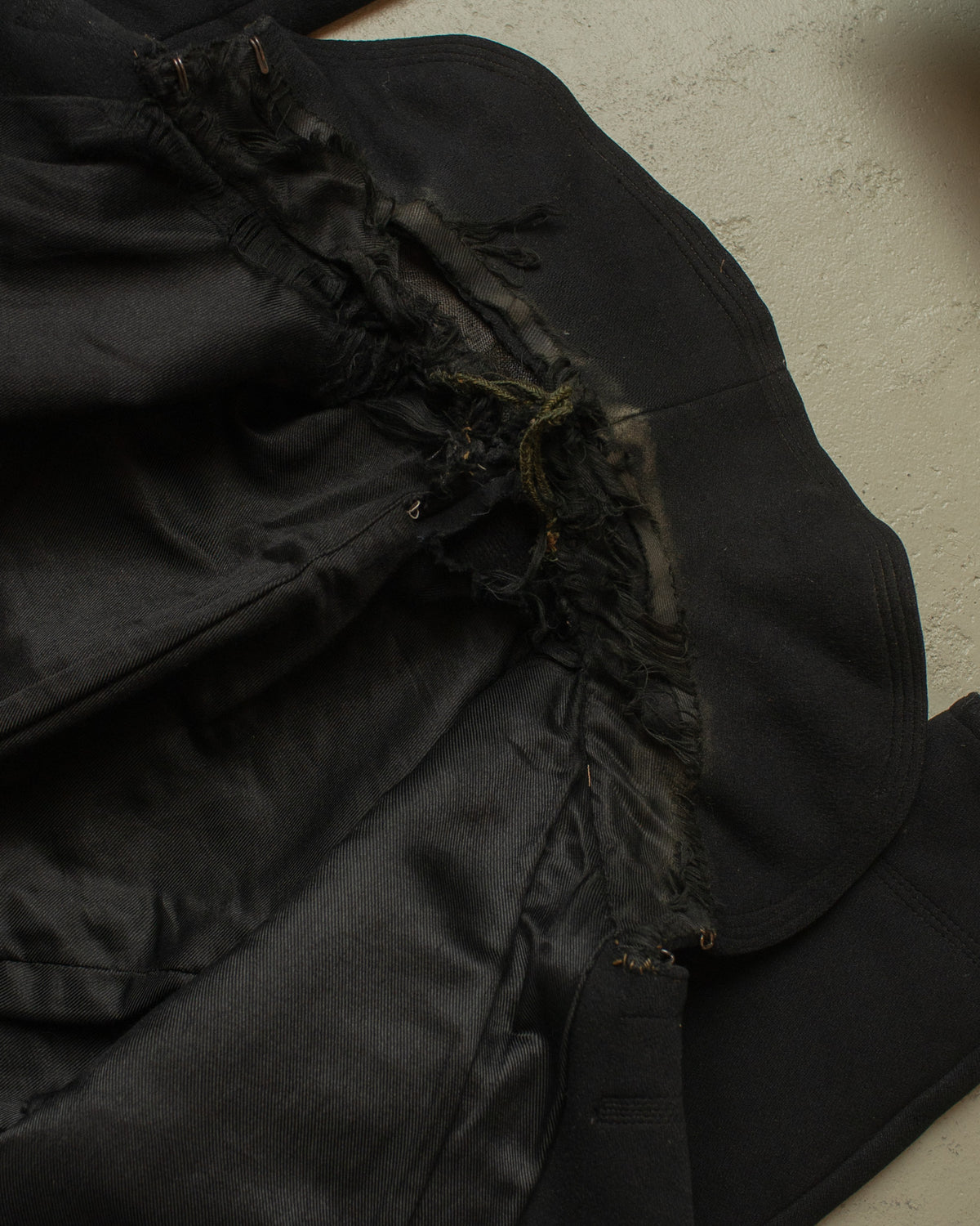 1920s German Womens Double Breasted Wool Coat black - S/M