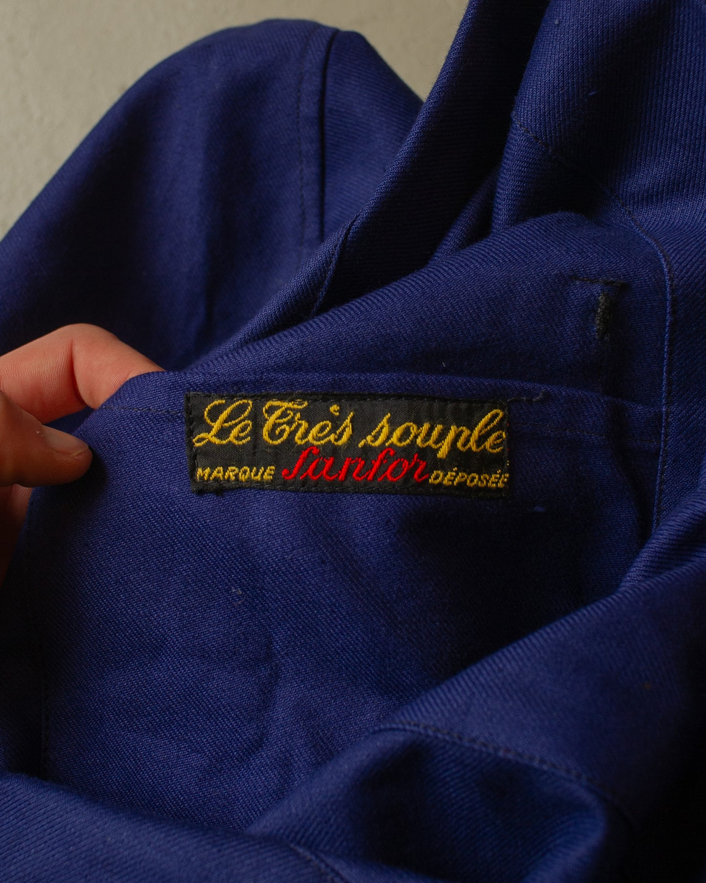 1950s Deadstock Le Trés Souple French Belted Workwear Jacket navyblue - XL