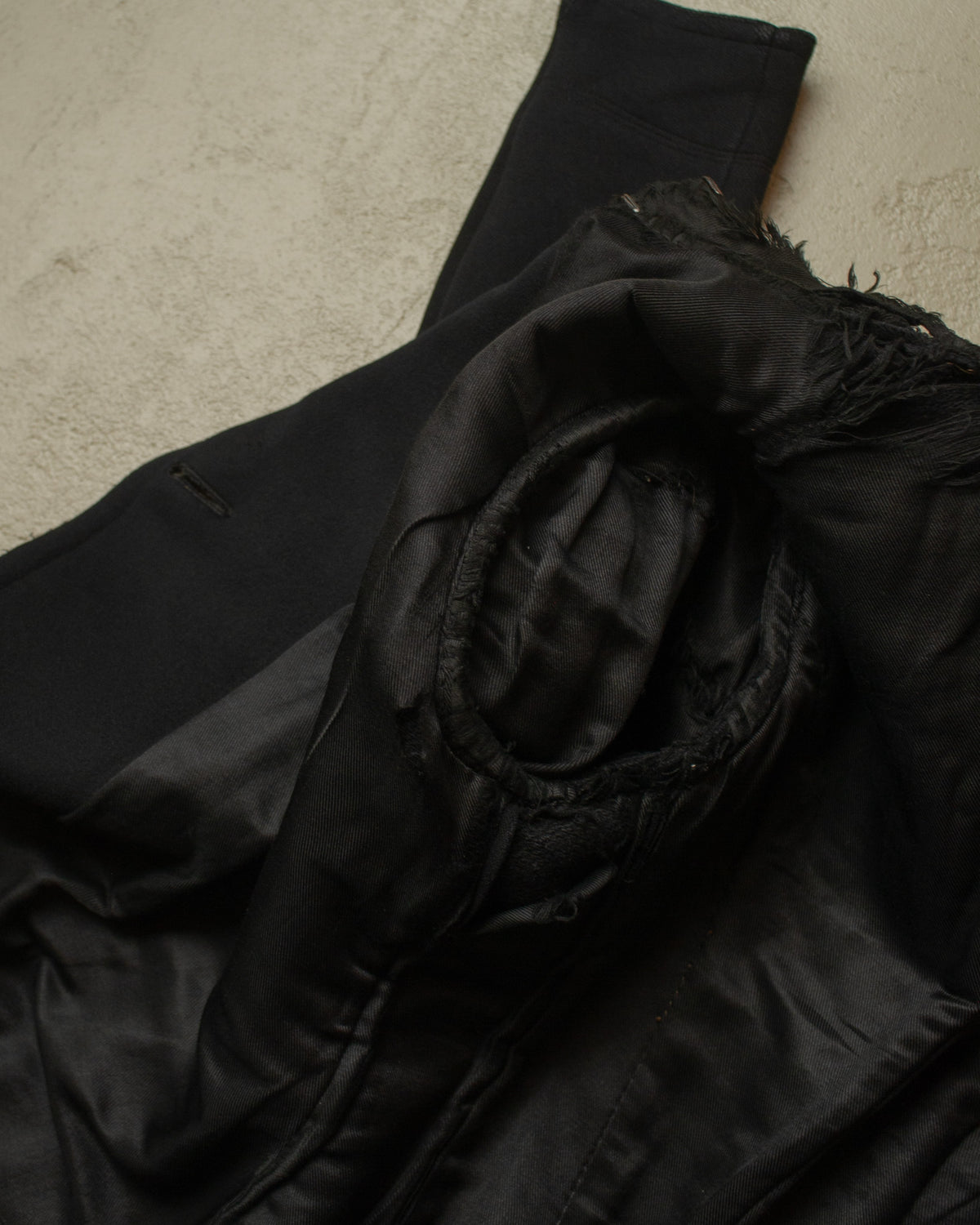 1920s German Womens Double Breasted Wool Coat black - S/M