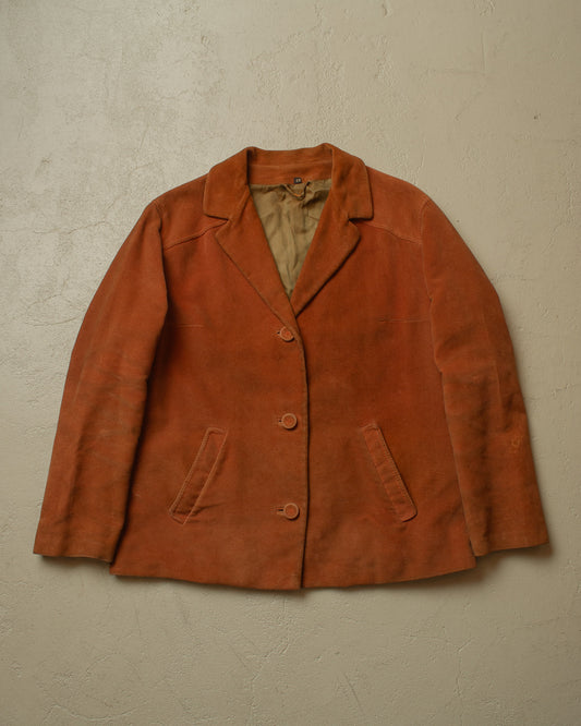 1950s German Womens Belted Velvet Jacket orange - XL