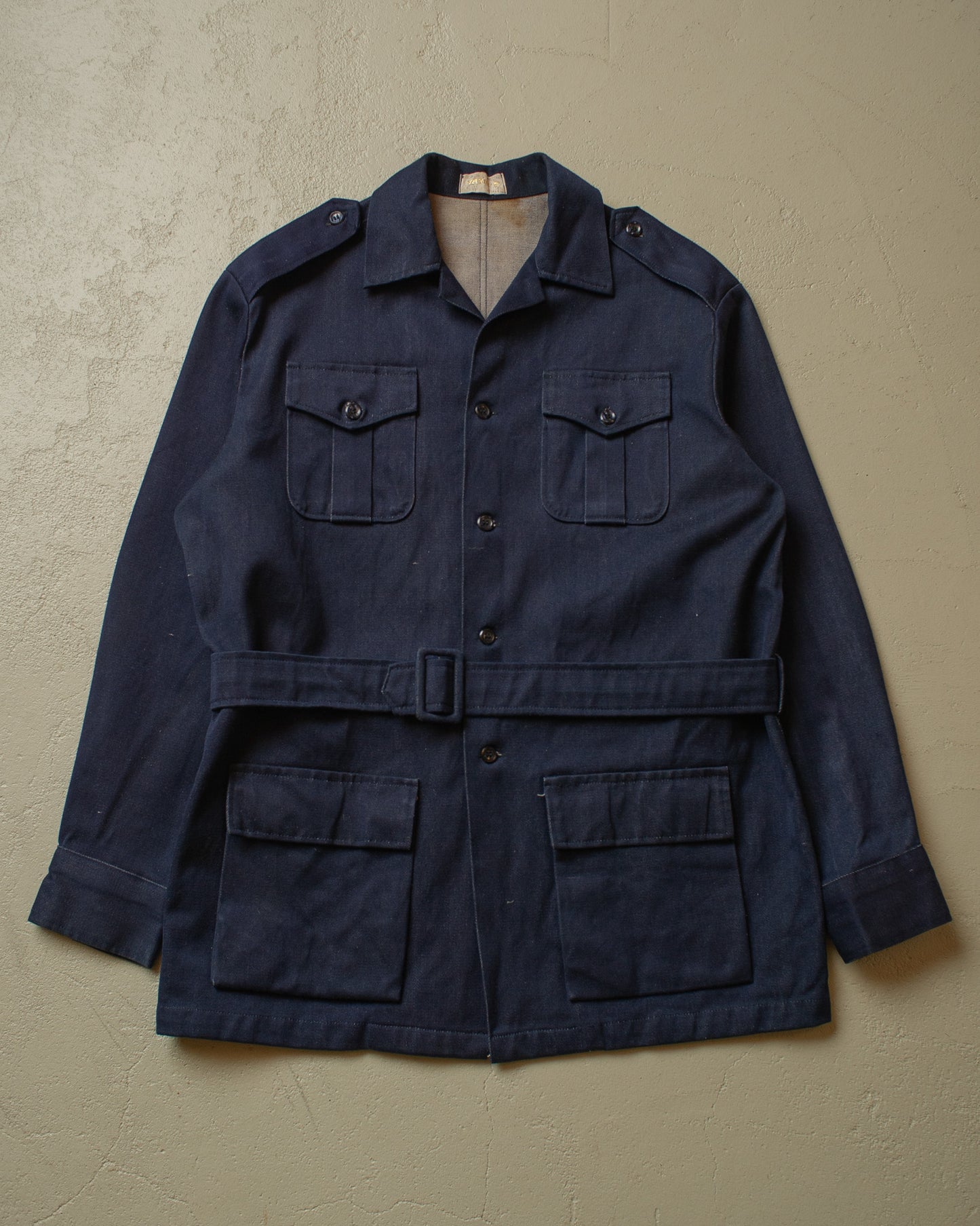 1970s Vashi´s Selvedge Denim Safari Jacket navyblue - L