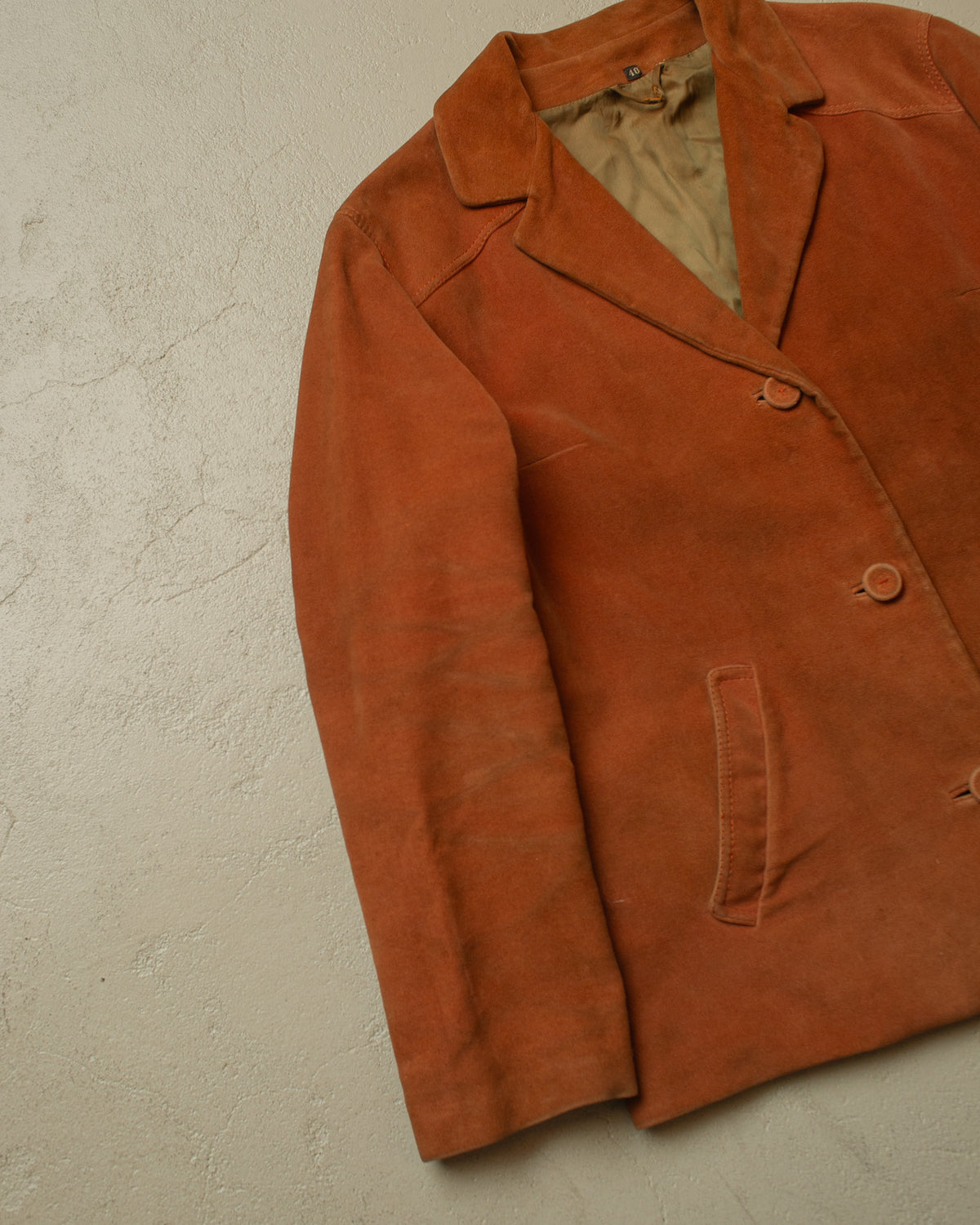 1950s German Womens Belted Velvet Jacket orange - XL