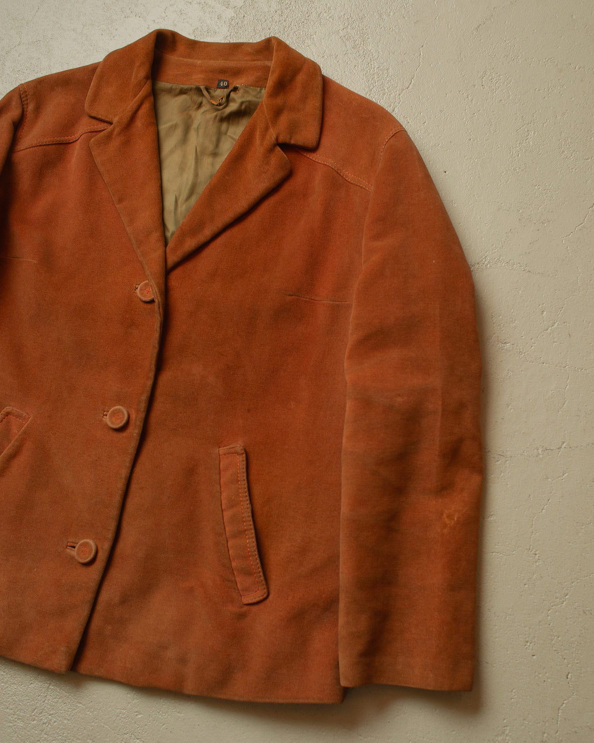 1950s German Womens Belted Velvet Jacket orange - XL